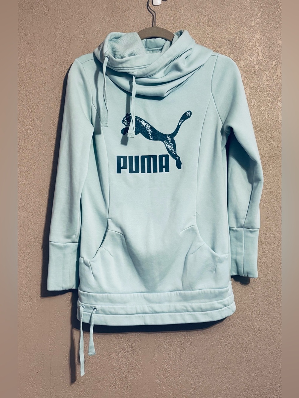Puma Teal Cowl Neck Side Tie Hoodie